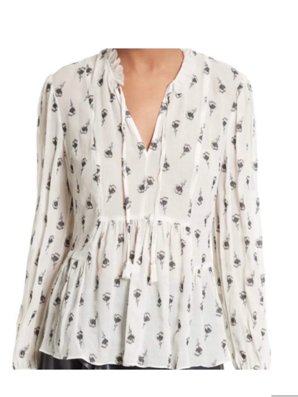 REBECCA TAYLOR Top White Peplum Blouse Silk Tulip Fil Coupe Sz 0
